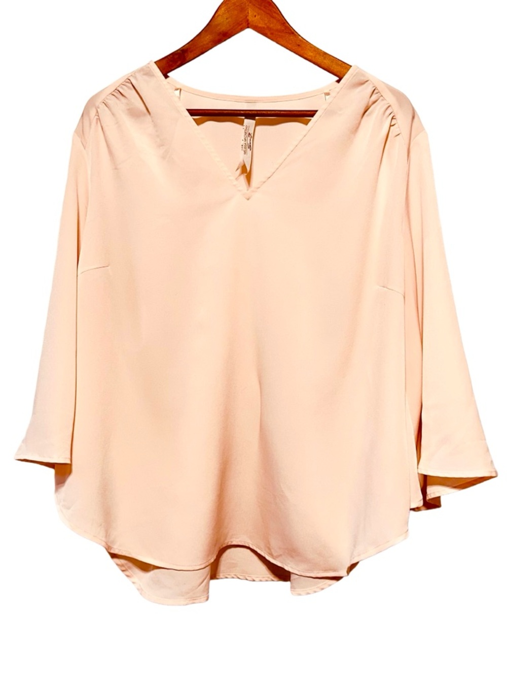 MELISSA MCCARTHY SEVEN7 Blush Bell Sleeve Swing Blouse 1X